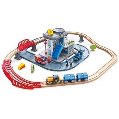 Hape Emergency Services HQ - Toy Vehicles - Multi-Color Set - Emergency Vehicle Playset - 55 Pieces Hape Emergency Services HQ - Toy Vehicles - Multi-Color Set - Emergency Vehicle Playset - 55 Pieces