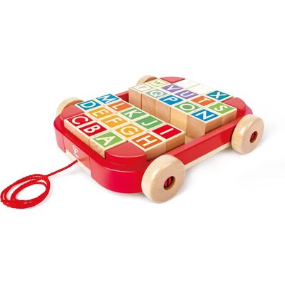 Hape Carrello con Blocchi di Lettere - Giocattolo Educativo Hape Carrello con Blocchi di Lettere - Giocattolo Educativo