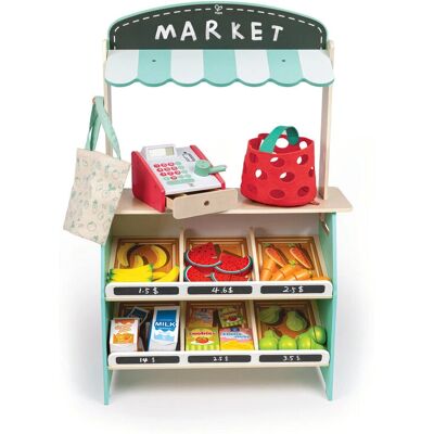 Hape Rollenspielspielzeug - Holzmarktstand mit Zubehör Hape Rollenspielspielzeug - Holzmarktstand mit Zubehör