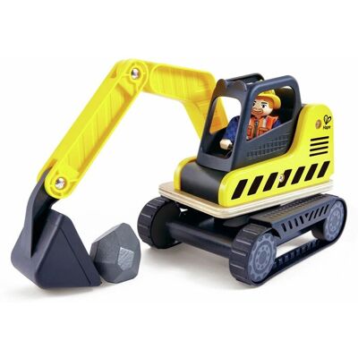 Hape E3058 - Jouet de construction en bois avec corps rotatif, pelle mobile & rangement - Véhicule éducatif Hape E3058 - Jouet de construction en bois avec corps rotatif, pelle mobile & rangement - Véhicule éducatif