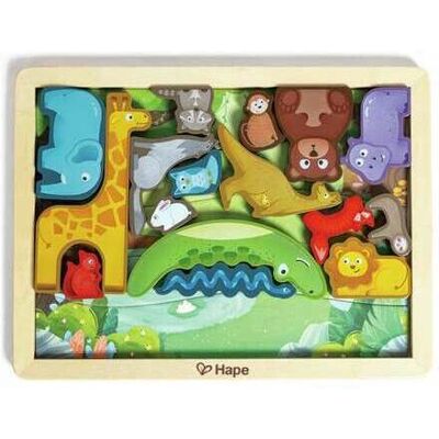 Rompecabezas del Reino Animal de Hape - 16 Animales de Madera para Niños Rompecabezas del Reino Animal de Hape - 16 Animales de Madera para Niños
