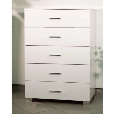 LIBEROSHOPPING - Cassettiera in legno lucido bianco con 5 cassetti - Comò LIBEROSHOPPING - Cassettiera in legno lucido bianco con 5 cassetti - Comò