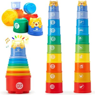 Hahaland Tasses arc-en-ciel empilables - 10 pièces pour 1 an - Jouet éducatif - Publicité Hahaland Tasses arc-en-ciel empilables - 10 pièces pour 1 an - Jouet éducatif - Publicité