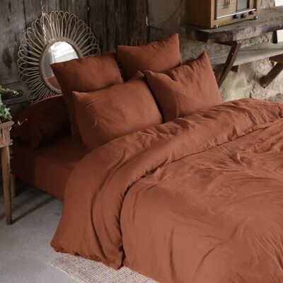 Housse De Rêve Couette Terracotta en Coton - 200x200cm - Publicité Housse De Rêve Couette Terracotta en Coton - 200x200cm - Publicité