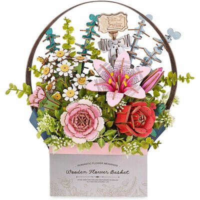 ROBOTIME Holzkorb mit Blumen 3D Puzzle - 428 Teile ROBOTIME Holzkorb mit Blumen 3D Puzzle - 428 Teile