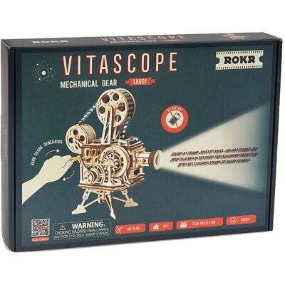 Zestaw vintage projektora filmowego z drewna Robotime Vitascope - 183 sztuki Zestaw vintage projektora filmowego z drewna Robotime Vitascope - 183 sztuki