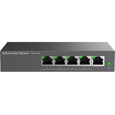 Grandstream GWN7700P Ubehandlet Gigabit Ethernet-switch - 5 porte, PoE, Sort Grandstream GWN7700P Ubehandlet Gigabit Ethernet-switch - 5 porte, PoE, Sort