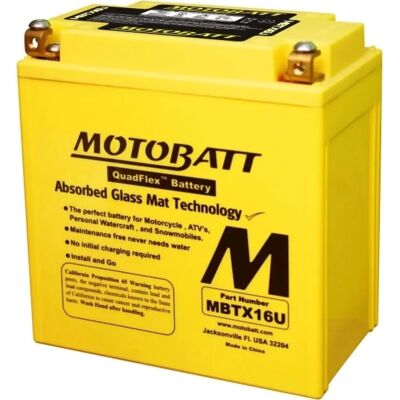 Motobatt MBTX16U 12V AGM Battery - 250CCA, 19Ah, 151x87x161mm Motobatt MBTX16U 12V AGM Battery - 250CCA, 19Ah, 151x87x161mm