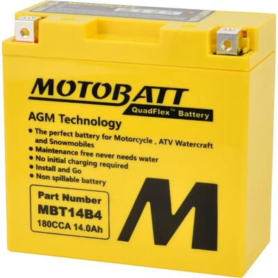 Motobatt MBT14B4 13Ah Motorcycle Battery - Motorcycle Accessories Motobatt MBT14B4 13Ah Motorcycle Battery - Motorcycle Accessories