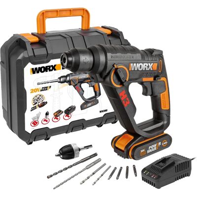 WORX WX390 Furadeira de Percussão 3-em-1 - Preto/Laranja WORX WX390 Furadeira de Percussão 3-em-1 - Preto/Laranja