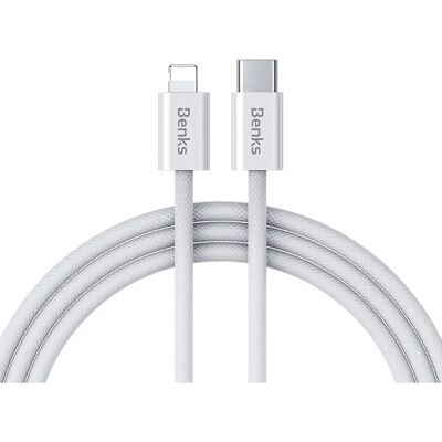 Benks D46 Bílá 1m USB C Lightning Rychlý Nabíjecí Kabel Benks D46 Bílá 1m USB C Lightning Rychlý Nabíjecí Kabel