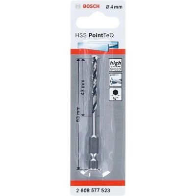 Bosch - Zubehör 2608577523 - Set PointTeQ HSS-Bohrer für Metall, ø 4mm, 83mm lang Bosch - Zubehör 2608577523 - Set PointTeQ HSS-Bohrer für Metall, ø 4mm, 83mm lang