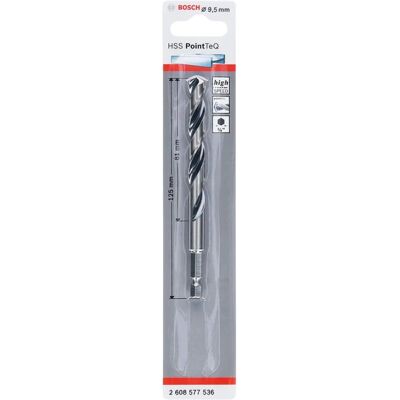Bosch PointTeQ Sechskantbohrer - Metall, 9,5 mm, 81 mm Arbeitlänge - Bohrer Bosch PointTeQ Sechskantbohrer - Metall, 9,5 mm, 81 mm Arbeitlänge - Bohrer