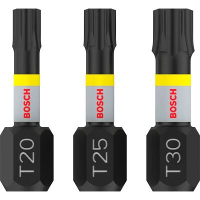 Embouts d'impact Bosch T20 T25 T30 - Pack de 3 - Publicité Embouts d'impact Bosch T20 T25 T30 - Pack de 3 - Publicité