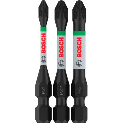 Bosch Impact Pozidriv Bits Set - PZ1, PZ2, PZ3 - 55mm - 3pcs Bosch Impact Pozidriv Bits Set - PZ1, PZ2, PZ3 - 55mm - 3pcs