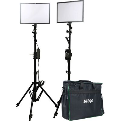 Kit d'Éclairage Bicolore Ledgo LG-E268C - Panneaux LED & Trépieds - Publicité Kit d'Éclairage Bicolore Ledgo LG-E268C - Panneaux LED & Trépieds - Publicité