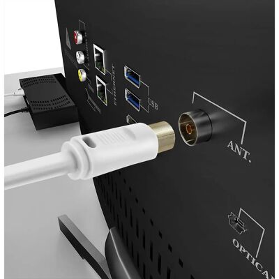 Câble d'antenne TV coaxial LinQ Blanc 10m Modèle AV003 - Publicité Câble d'antenne TV coaxial LinQ Blanc 10m Modèle AV003 - Publicité