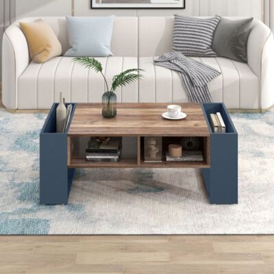OKWISH - Tavolino venature del legno - Nero-Grigio OKWISH - Tavolino venature del legno - Nero-Grigio
