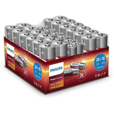 Baterías alcalinas Philips LR036G40W/GRS - Pack de 40 Baterías alcalinas Philips LR036G40W/GRS - Pack de 40