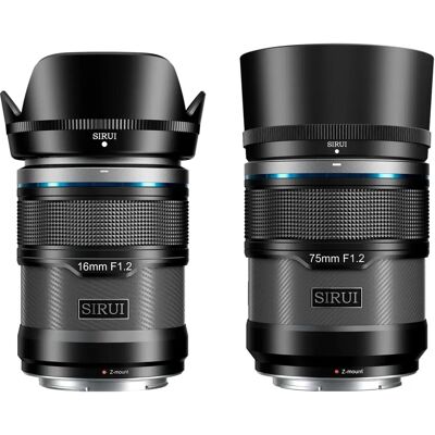 SIRUI Camera Lens Kit - 16mm & 75mm F1.2 APS-C Nikon Z-Mount SIRUI Camera Lens Kit - 16mm & 75mm F1.2 APS-C Nikon Z-Mount