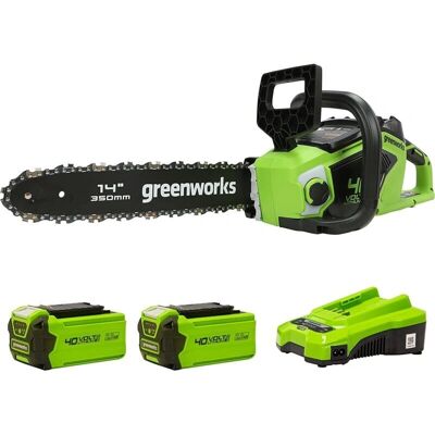 GREENWORKS GD40CS15K2X Akku-Kettensäge - 35cm, 12m/s, Leicht, Sicher GREENWORKS GD40CS15K2X Akku-Kettensäge - 35cm, 12m/s, Leicht, Sicher