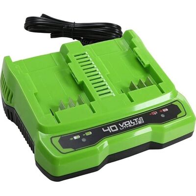 Greenworks G40x2CUC2 Dual-Slot-Ladegerät - Schnell & Leicht Greenworks G40x2CUC2 Dual-Slot-Ladegerät - Schnell & Leicht
