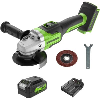 Greenworks 24V 125mm haakse slijper set met batterij en oplader Greenworks 24V 125mm haakse slijper set met batterij en oplader