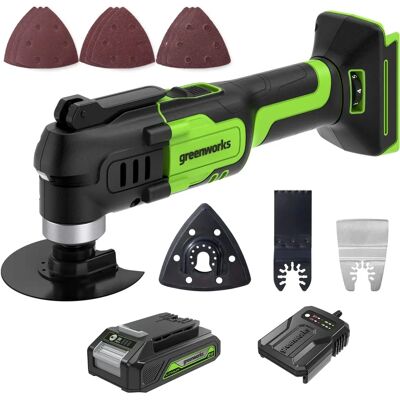 Greenworks G24MTK2 Draadloos Multitool 6 Snelheden met Accessoires Greenworks G24MTK2 Draadloos Multitool 6 Snelheden met Accessoires