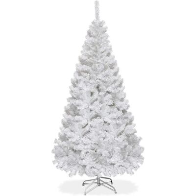 Costway Weißer Künstlicher Weihnachtsbaum 180cm - Weihnachtsbaum mit Metallständer Costway Weißer Künstlicher Weihnachtsbaum 180cm - Weihnachtsbaum mit Metallständer