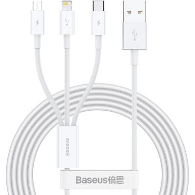 Baseus Superior USB 2.0 Kaapeli 1,5m Valkoinen Baseus Superior USB 2.0 Kaapeli 1,5m Valkoinen