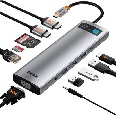 Baseus Space Gray Hub USB-C 11-en-1 - Hub Baseus Space Gray Hub USB-C 11-en-1 - Hub