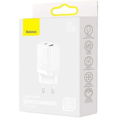 Baseus Dual USB-A/USB-C 30W töltő - Fehér - Gyors töltés Baseus Dual USB-A/USB-C 30W töltő - Fehér - Gyors töltés