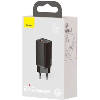 Baseus CCGAN2L-B01 Snellader - Zwart - 65W Baseus CCGAN2L-B01 Snellader - Zwart - 65W
