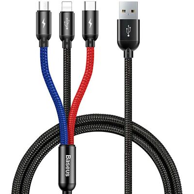 Baseus 3-in-1 Ladekabel - 0,3m Schwarz Baseus 3-in-1 Ladekabel - 0,3m Schwarz