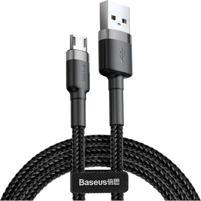 Baseus CAMKLF-CG1 USB-kábel - 2m erős nylon mikro-USB Fekete/Szürke Baseus CAMKLF-CG1 USB-kábel - 2m erős nylon mikro-USB Fekete/Szürke