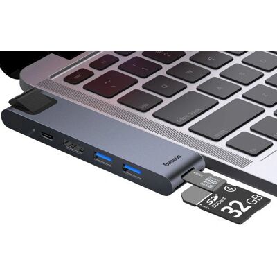 Baseus CAHUB-L0G Stacja dokująca do laptopa - Thunderbolt 3, Srebrna, 67W Baseus CAHUB-L0G Stacja dokująca do laptopa - Thunderbolt 3, Srebrna, 67W