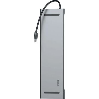 Baseus Hub USB-C argenté 11-en-1 avec HDMI, VGA, SD, MicroSD - Publicité Baseus Hub USB-C argenté 11-en-1 avec HDMI, VGA, SD, MicroSD - Publicité
