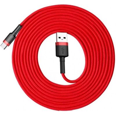 Baseus 3m Nylon USB-C Hurtigopladningskabel - Rød Baseus 3m Nylon USB-C Hurtigopladningskabel - Rød