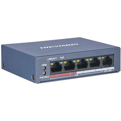 Hikvision 4x PoE Ethernet Switch - 5 Port - Kezelés Nélkül Hikvision 4x PoE Ethernet Switch - 5 Port - Kezelés Nélkül