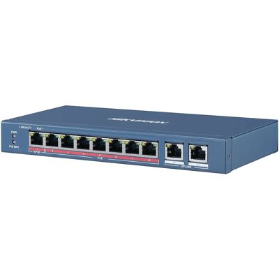 Hikvision DS-3E0310HP-E Nätverksswitch - 10 portar, Blå, Icke-hanterad Hikvision DS-3E0310HP-E Nätverksswitch - 10 portar, Blå, Icke-hanterad