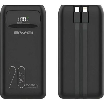 Awei Powerbank P169K - 20000mAh, LCD, USB-C & USB - Powerbank Awei Powerbank P169K - 20000mAh, LCD, USB-C & USB - Powerbank