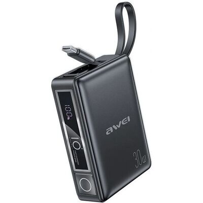 PowerBank AWEI P87K - 10000mAh, 30W, Wbudowany kabel USB-C PowerBank AWEI P87K - 10000mAh, 30W, Wbudowany kabel USB-C