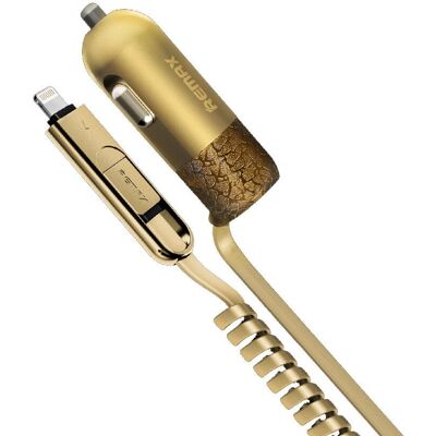 Remax RCC103FINCHYG - Auto-Ladegerät für Smartphone und Tablet - Gold Remax RCC103FINCHYG - Auto-Ladegerät für Smartphone und Tablet - Gold
