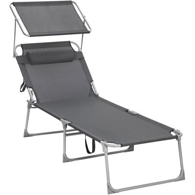 SONGMICS Sonnenliege mit Kopfstütze und Sonnendach - Rauchgrau - Lounge chair SONGMICS Sonnenliege mit Kopfstütze und Sonnendach - Rauchgrau - Lounge chair