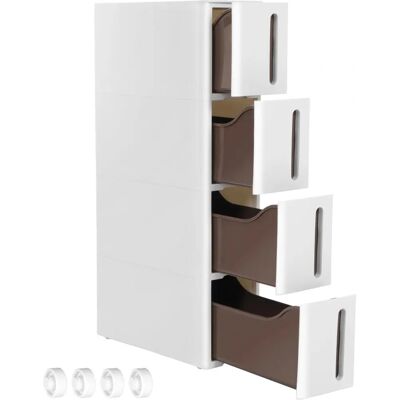 Songmics Weiß 4-Schubladen Slim Storage Trolley - Aufbewahrungstrolley Songmics Weiß 4-Schubladen Slim Storage Trolley - Aufbewahrungstrolley