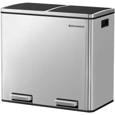 SONGMICS Double Recycling Bin - 48L Stainless Steel SONGMICS Double Recycling Bin - 48L Stainless Steel
