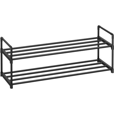 SONGMICS Schwarzes Metall Schuhregal - 2 Ebenen, 8-10 Paar SONGMICS Schwarzes Metall Schuhregal - 2 Ebenen, 8-10 Paar