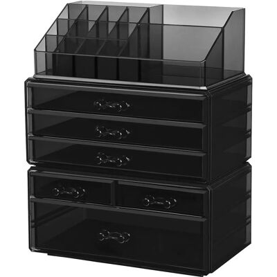 PRICENET Acryl Make-up Organizer - 12 Fächer, 6 Schubladen - Schwarz PRICENET Acryl Make-up Organizer - 12 Fächer, 6 Schubladen - Schwarz