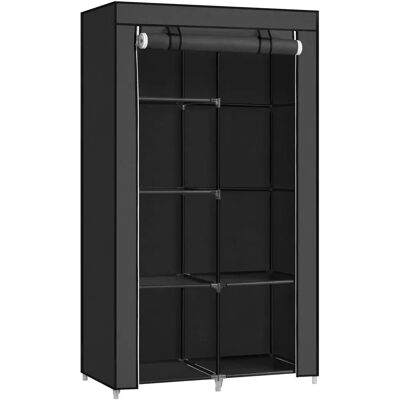 SONGMICS Schwarzer Stoffschrank mit 2 Aufhängestangen - Schrank SONGMICS Schwarzer Stoffschrank mit 2 Aufhängestangen - Schrank