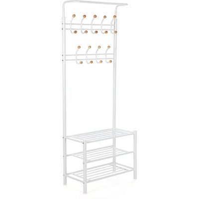 Songmics HSR04W Garderobe - 9 Haken, 3 Schuhregale, Weiß Songmics HSR04W Garderobe - 9 Haken, 3 Schuhregale, Weiß